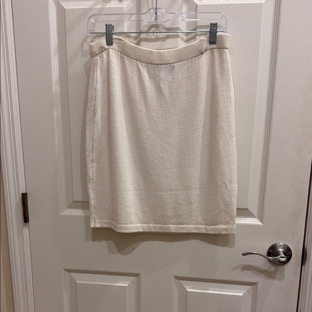 St. John Cream Pencil Skirt Knee-Length Work